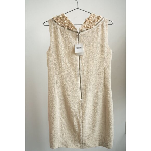 Moschino Pearl Collar Sleeveless Dress Beige New with Tags - Picture 2 of 10